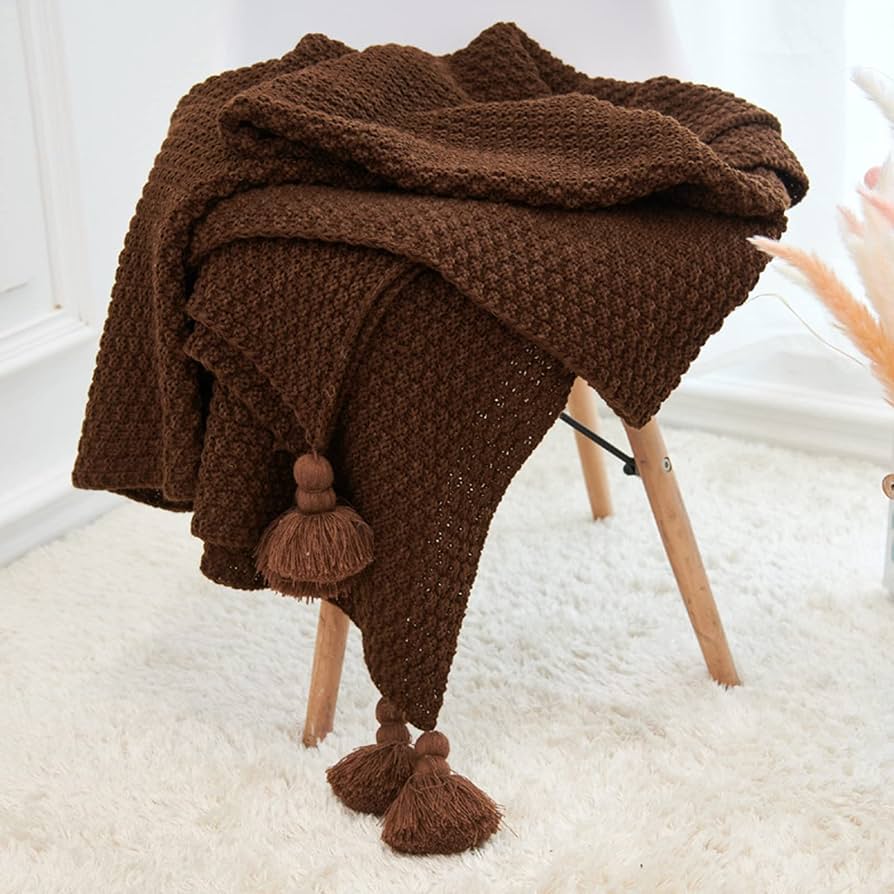 Pleated Pom-Pom Fringe Blanket