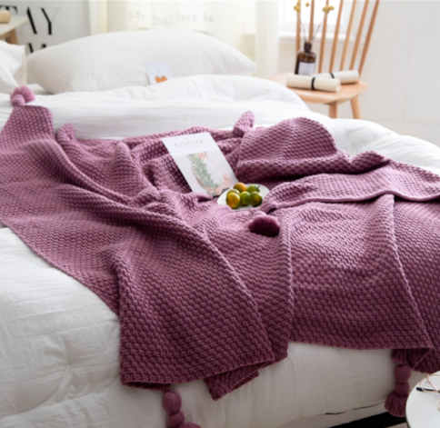 Pleated Pom-Pom Fringe Blanket